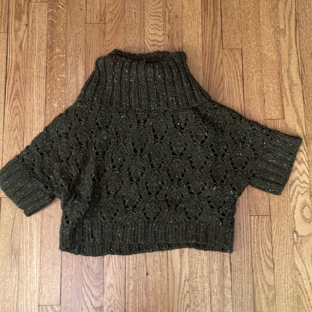 Oversized Lands End Crop Wool Blend Sweater